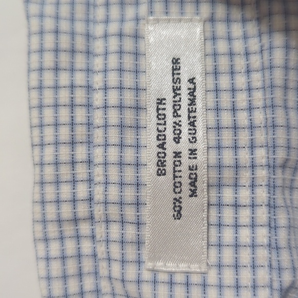 Van Heusen Grid Pattern Button Down Shirt, Color White/Blue Size 16 - Picture 14 of 14